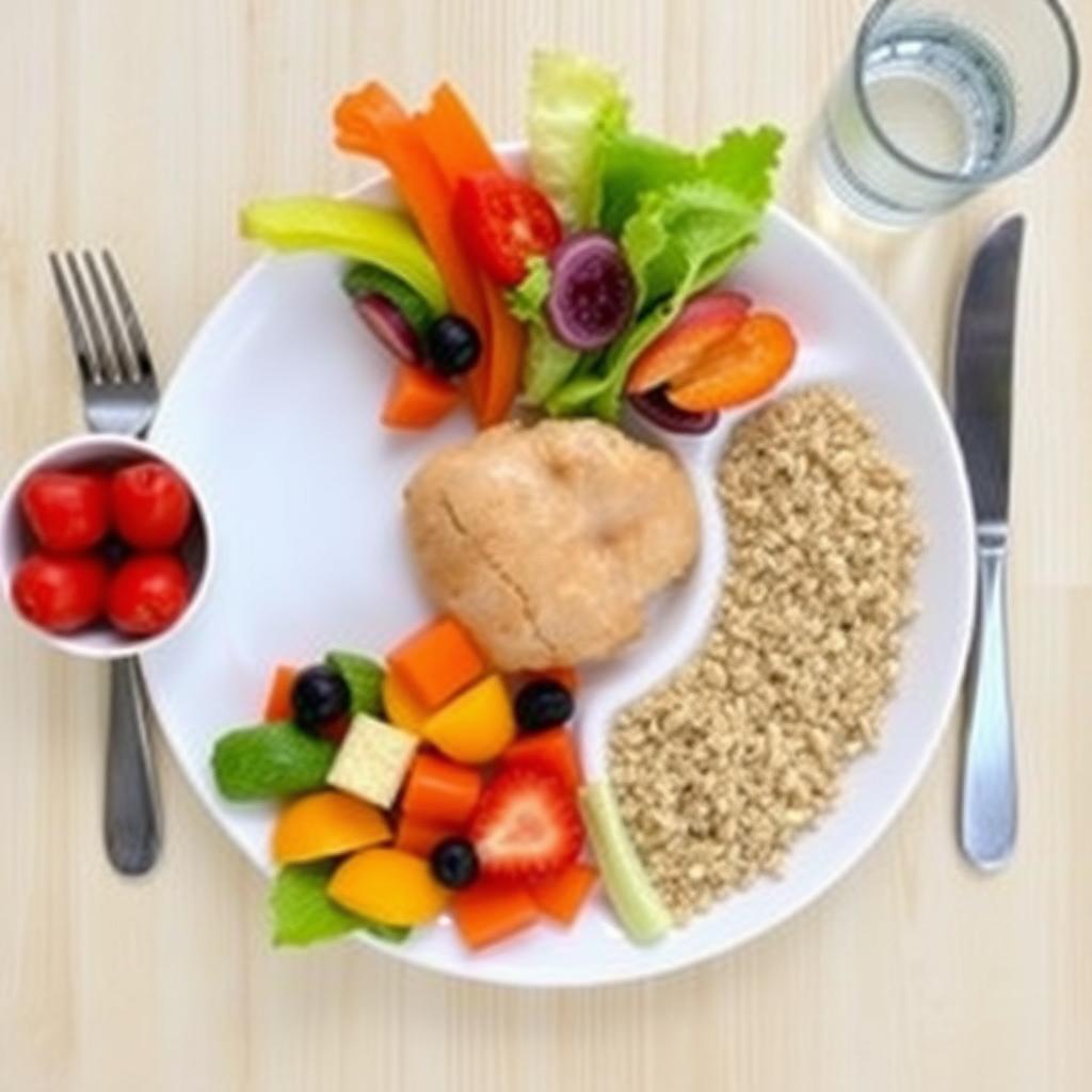 Healthy meal with balanced portions for prediabetes prevention Healthy meal with balanced portions for prediabetes prevention