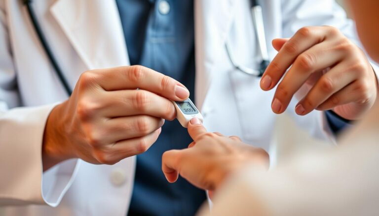 Medical professional checking blood sugar levels of a patient with prediabetes