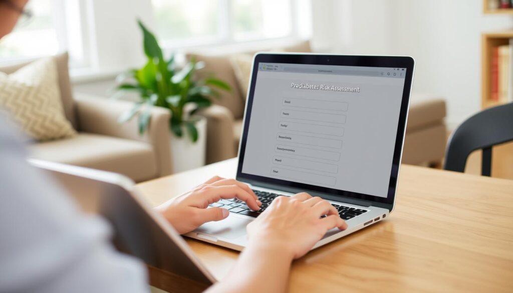 Person completing an online prediabetes risk assessment Person completing an online prediabetes risk assessment