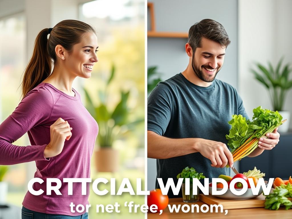 Person making healthy lifestyle changes like exercising and preparing nutritious food Person making healthy lifestyle changes like exercising and preparing nutritious food